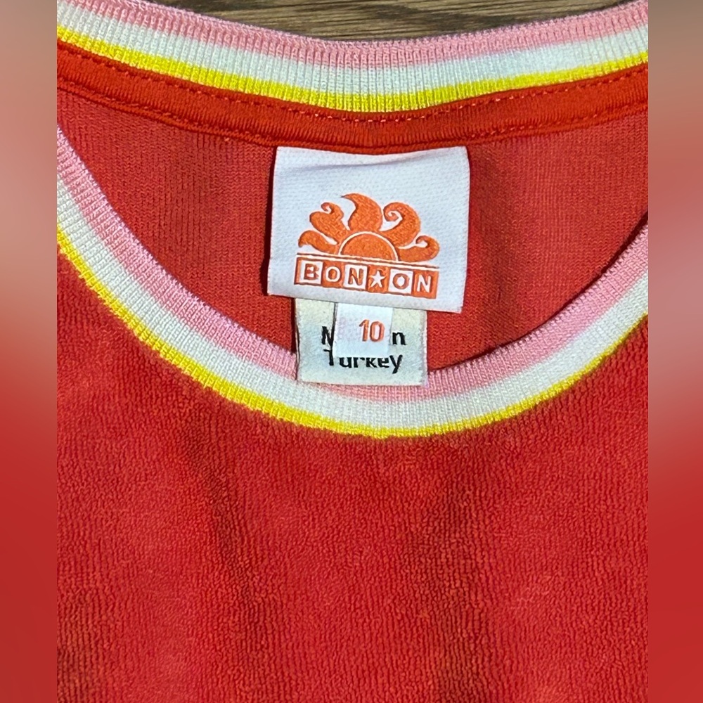 NWOT Bonton Red Sleeveless Dress with Logo and Trim - Picture 4 of 7